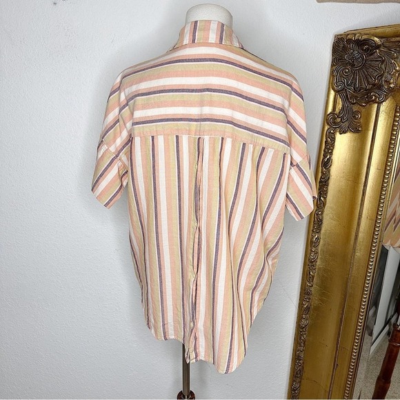 Madewell Courier Cotton Button-Back Popover Shirt in Rainbow Stripe Size XS $75 - Picture 8 of 10